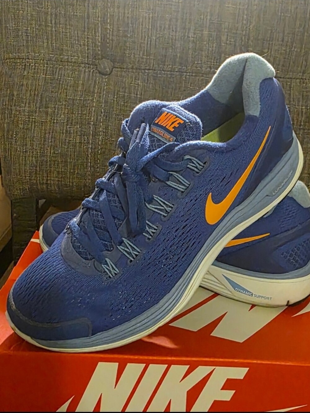 Nike Running Sneakers - Blue with Orange Swoosh